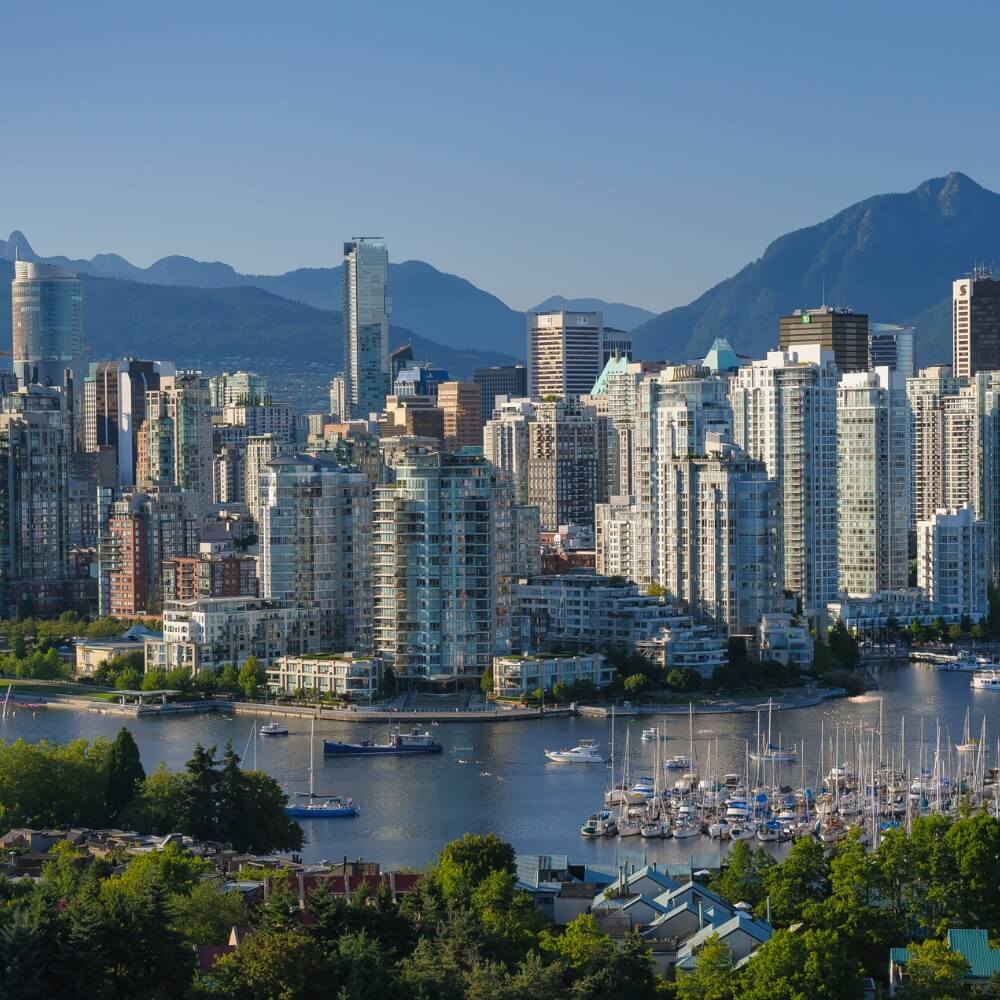 Vancouver skyline representing custom beverage packaging supply for cafés and takeaway beverage businesses